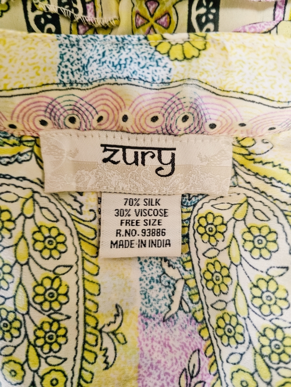 Zury Silk Blend Patchwork Paisley Tunic Boho Resort Cover Up Tassel Free Size - Picture 10 of 11